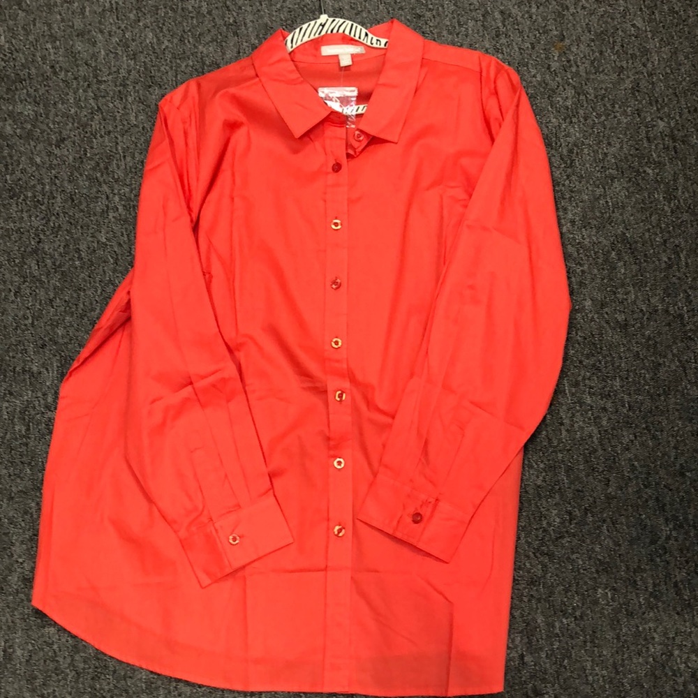 Salmon colored button down dress shirt
